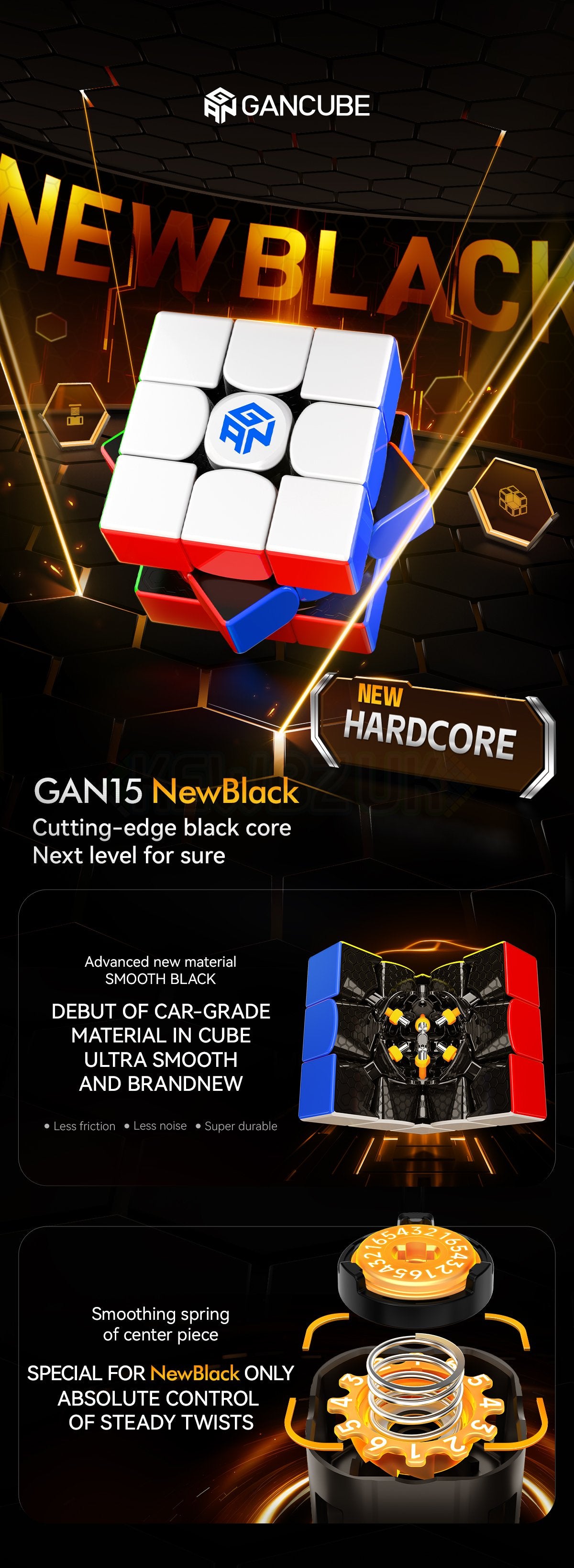 GAN 15 Black Internal (Magnetic, UV, Ball-Core)